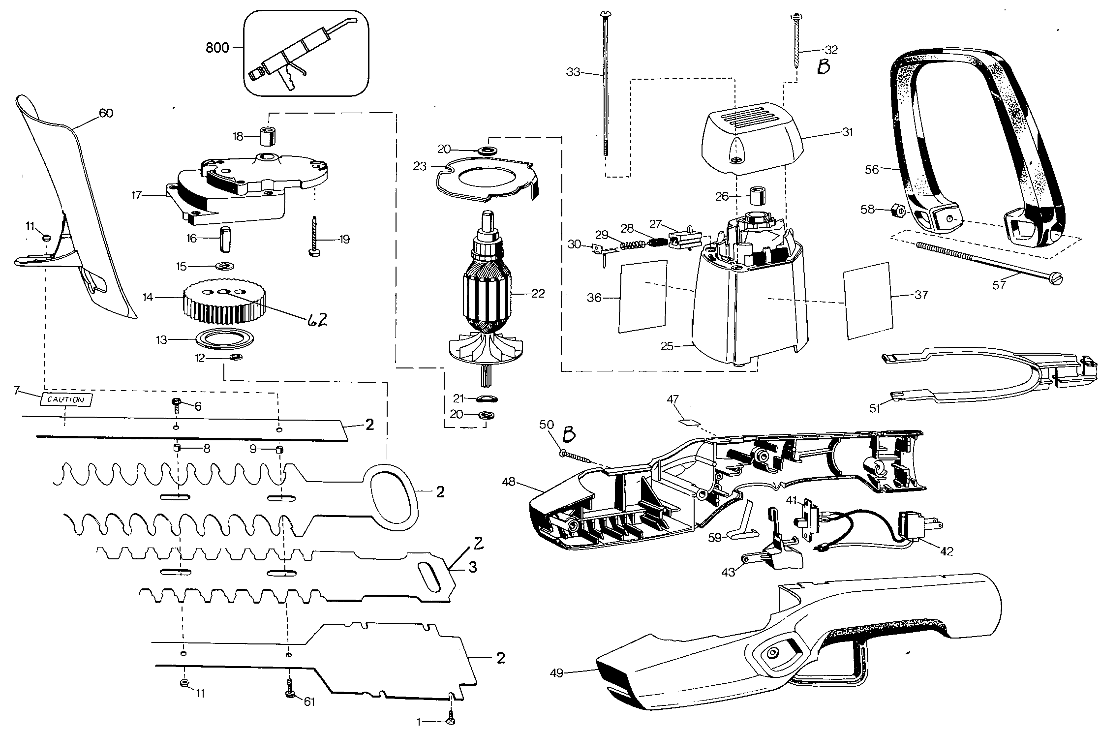 Default Diagram and Parts List for B8144 Type 3 Black and Decker Trimmer